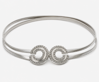 Women’s Silver Stretch Waist Belt Double Circle Buckle Elastic Metal Belt