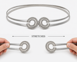 Women’s Silver Stretch Waist Belt Double Circle Buckle Elastic Metal Belt