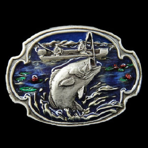 Fish Fishing Pole Fisherwoman Fishermen Sports Belt Buckle