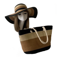Large Capacity Zipper Handbag Shopping Travel Tote Shoulder Beach Bag Hat Set