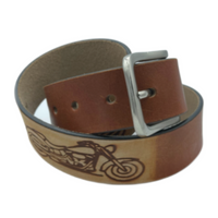 Western Belt Genuine Leather Motorcycle Decorated Rodeo Cowboy Snap On Belts