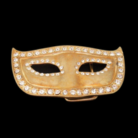 Gold Tone Masquerade Eye Phantom Opera Rhinestone Mask Belt Buckle