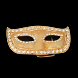 Gold Tone Masquerade Eye Phantom Opera Rhinestone Mask Belt Buckle