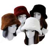 Oversized Faux Fur Bucket Fuzzy Plush Women's Winter Hats