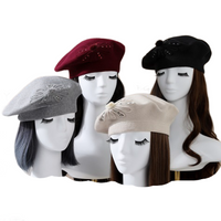 Women Winter Warm Beret Hat Vintage French Style Soft Wool Cap Beanie Hat Autumn