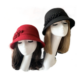 Women's Winter 100% Wool Cap Cloche Bucket Beanie Bucket Hat