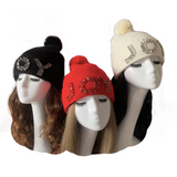 Womens Beanie Jeweled Joy Rhinestone Toboggan Warm Winter Cap Hat