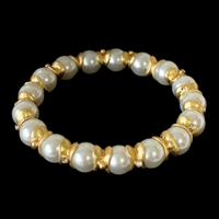 Faux Pearl And Gold Toned Beaded Women's Bracelet