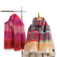 Women's Quality Double Sided Smiley Face Pattern Scarf Fashion Shawl Wrap