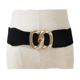 Women's Fashion Belt Black Elastic Band Bling Buckle