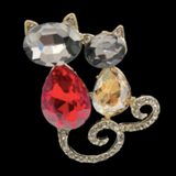 Two Rhinestone Cat Cats Kitty Women's Fashion Brooch Pin Accessories