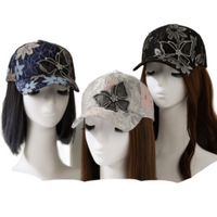 Rhinestone Butterfly Baseball Cap Girls Women Snapback Hip Sun Hat New Fashion