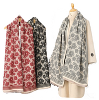 Ladies Double Sided Floral Pattern Scarf Evening Shawl Warm Winter Scarves