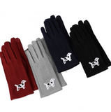 Women Winter Warm Fashion Gloves With Dog