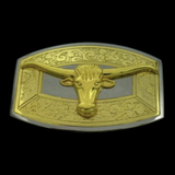 Cool Texas Longhorns Cow Steer Western Belt Buckle