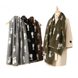 Ladies Double Sided Cat Pattern Scarf Evening Shawl Warm Winter Scarves