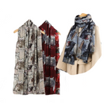 Ladies Top Quality Double Sided Cat Pattern Scarf Evening Shawl Warm Scarves
