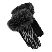 Zebra Print Women's Winter Faux Fur Gloves