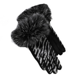 Zebra Print Women's Winter Faux Fur Gloves