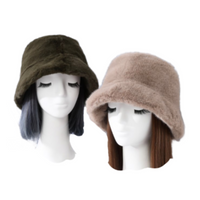 Chapeau seau en fausse fourrure douce pour femmes, chapeaux confortables d'hiver