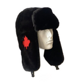 Gorro de piel sintética para mujer de Mapleleaf, color blanco, estilo aviador, estilo soldado ruso, con orejeras de piel