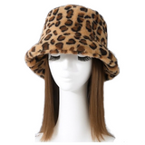 Chapeau Bob en Fausse Fourrure Douce Imprimé Animal Léopard Fourré pour Femme Hiver Cozy