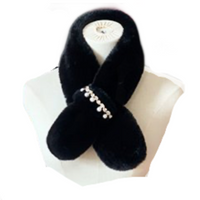 Écharpe femme fausse fourrure pull à travers fleurs fausses perles cache-cou taille unique