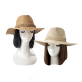 Sombrero de paja flexible de verano para mujer, sombrero de playa de ala ancha, gorra plegable para el sol