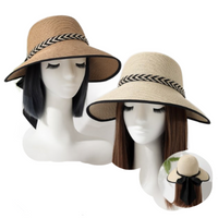 Sombreros para el sol de verano de paja informales de ala ancha plegables naturales para mujer