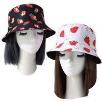 Strawberry  Bucket Hat Festival Fishing Summer Sun Beach Reversible Unisex Hats