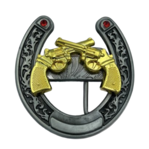 Western Cowboy Cowgirl Guns Horseshoe Belt Buckle Buckles