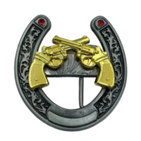 Western Cowboy Cowgirl Guns Horseshoe Belt Buckle Buckles