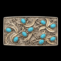 Flower Turquoise Stones Belt Buckle Native Indian Art Western Buckles Belts
