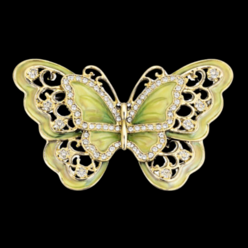 Boucle de ceinture papillon Papillons Boucles en strass vert