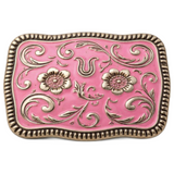 Vintage Sexy Pink Cowgirl Floral Western Girl Big Belt Buckles