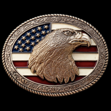 Eagle Belt Buckle American Flag Stars Stripes USA Flags Eagle's Head Belts & Buckles