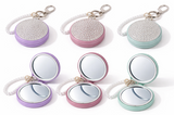 Compact Mirror Keychain Sparkly Rhinestone Pocket Mirror Faux Pearl Wrist Strap