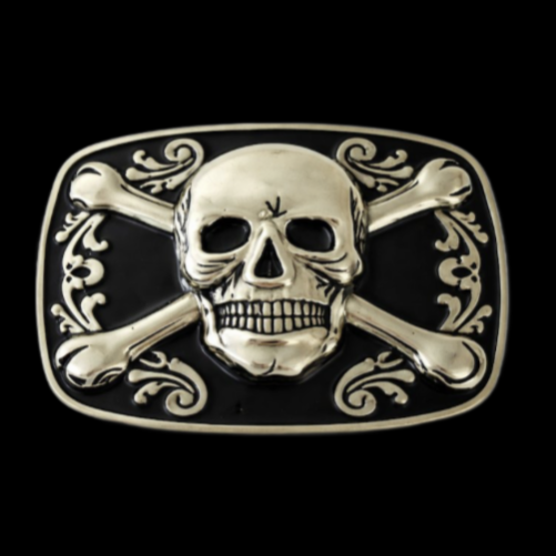 Hebillas de hebilla de cinturón de tibias cruzadas de cabeza de calavera