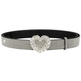 Women's Sparkling Rhinestone Bling Waist Fashion Belt with Heart-Shaped Buckle