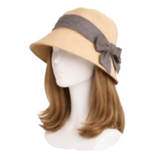 Sombrero de pescador informal de algodón y lino de verano con ala ancha anti-UV para mujer