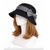 Sombrero de pescador informal de algodón y lino de verano con ala ancha anti-UV para mujer