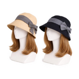 Sombrero de pescador informal de algodón y lino de verano con ala ancha anti-UV para mujer