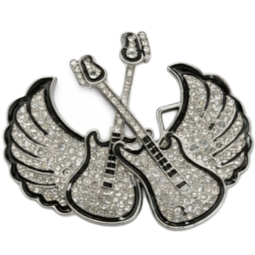 Guitares en strass avec boucle de ceinture musicale ailes