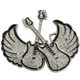 Guitares en strass avec boucle de ceinture musicale ailes