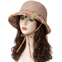 Sombrero para el sol de ala ancha con protección UV para mujer, sombreros de pescador plegables florales de verano