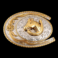 Horseshoe Horse Head Equestrian Farm Western Belt Buckle Buckles