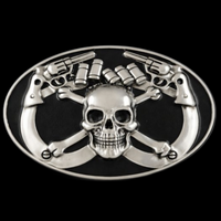 Skull Skullhead Handcuffs Bullets Guns Crossbones Belt Buckle