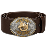 Two Toned Horse Horses Horseshoe Western Belt Buckle