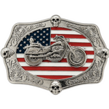 Motorcycle Skulls Bikers Club USA United States Flag Belt Buckle