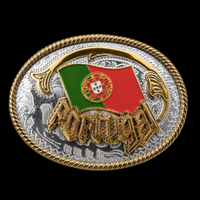 Portugal Flag Belt Buckle Portuguese Cowboy Rancher Western Buckles